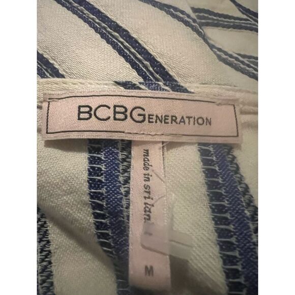 Women's BCBGeneration Striped Wrap Dress Size M White Blue - Picture 7 of 7